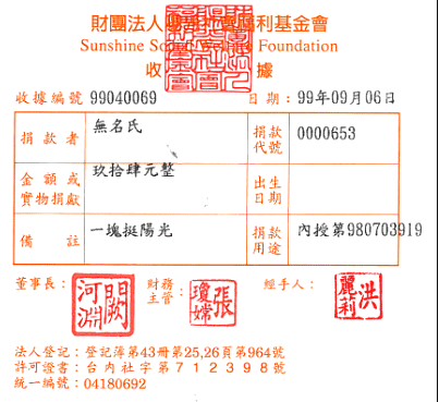 無名氏(摩斯漢堡募發票活動募得)